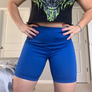 Blue spandex biker shorts never worn size medium